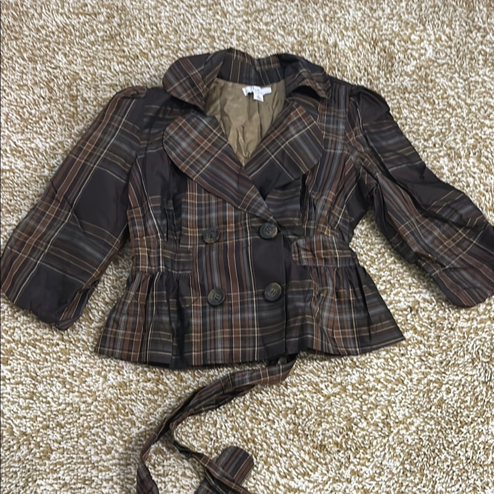 Dress Barn Brown Plaid Blouse